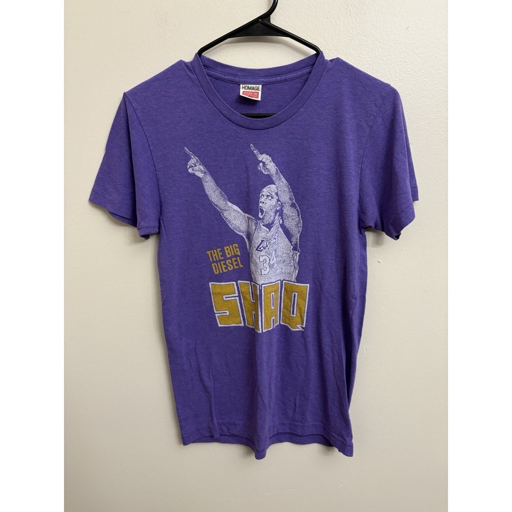 Men's Homage Short Sleeve Shaq Big Diesel Purple Shirt Size Small